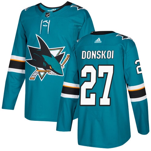 Adidas Men San Jose Sharks 27 Joonas Donskoi Teal Home Authentic Stitched NHL Jersey